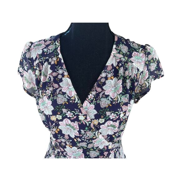 Altard State Blue Floral Cottagecore Romantic Asymetrical Midi Dress Medium - Picture 3 of 8